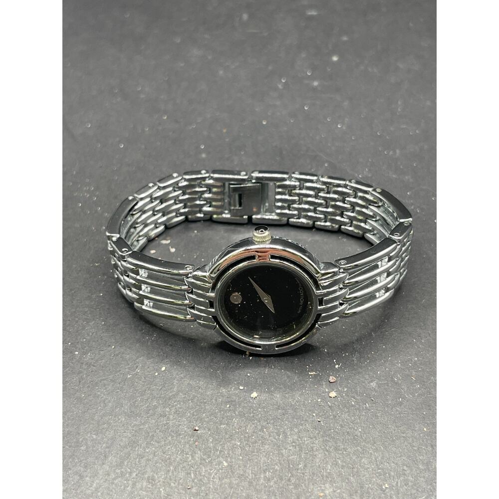 Movado Esperanza 27mm Silver Tone Black Dial Stainless Steel Women's Wristwatch - Picture 2 of 9